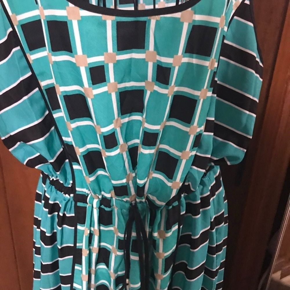Michael Kors Maxi Sundress Teal Black XL - Picture 2 of 3